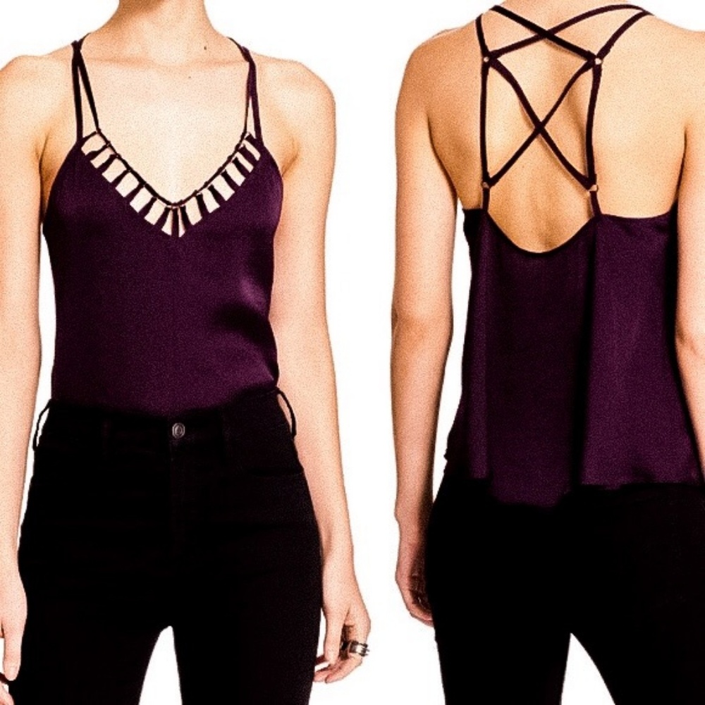 Free People Silk Strappy Back Top